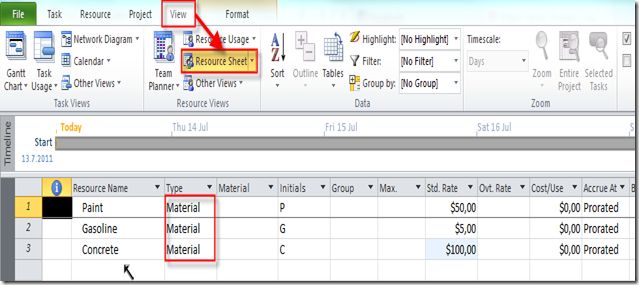 Material Resources in MS PROJECT 2010 | Nenad Trajkovski