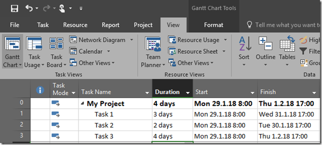 How to build Project Schedule with Task form using MS Project 2016 ...